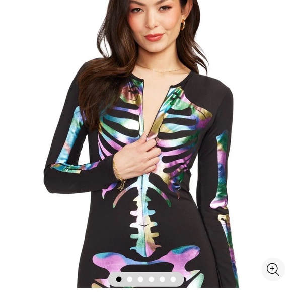 IRIDESCENT SKELETON BODYSUIT COSTUME - Picture 3 of 4